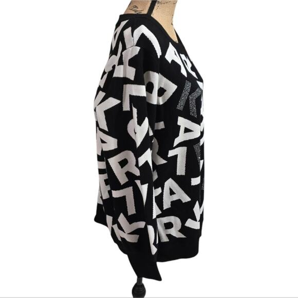 Karl Lagerfeld Women's Black Scrambled Logo Heavyweight Sweater Plus Size 2X New - Picture 3 of 14